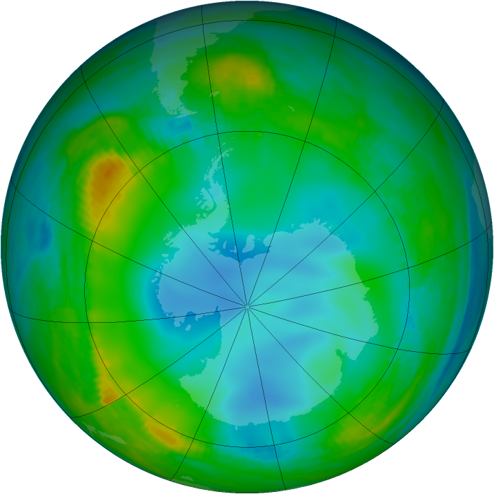 Antarctic ozone map for 19 June 1989
